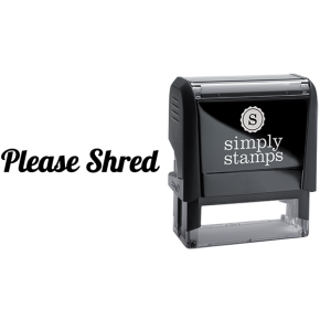 Please Shred in Script Lettering Business Stamp
