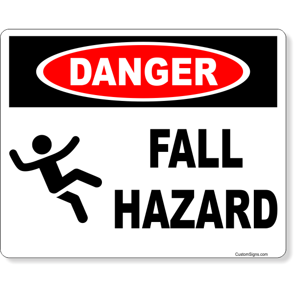 Danger Fall Hazard Full Color Sign | 8" x 10" | HC Brands