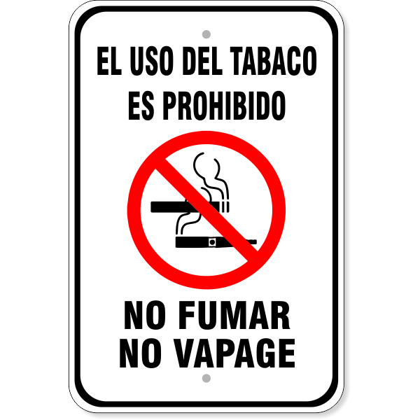El Uso Del Tabaco No Fumar No Vapage Aluminum Sign 18 X 12 Hc Brands We provide millions of free to download high definition png images. el uso del tabaco no fumar no vapage aluminum sign 18 x 12