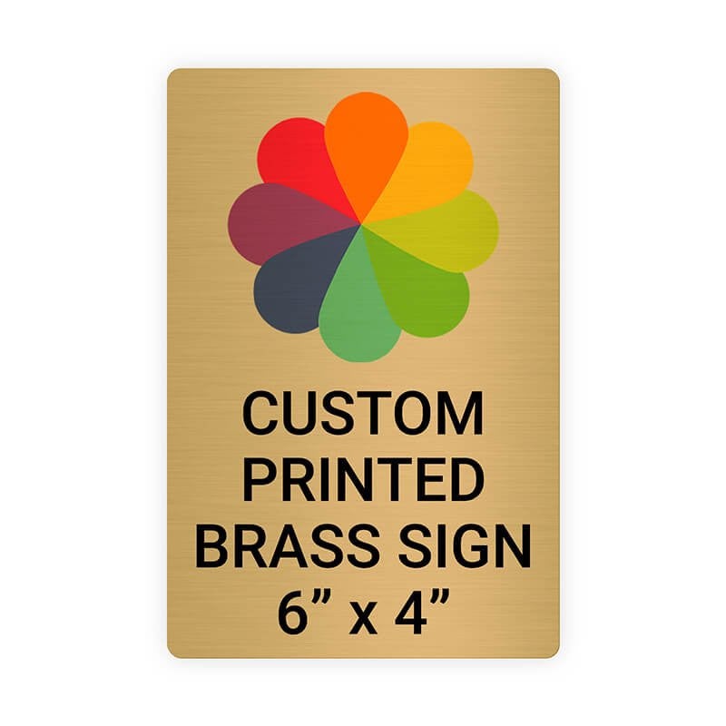 Vertical Full Color Brass Signs 6" x 4" | HC Brands