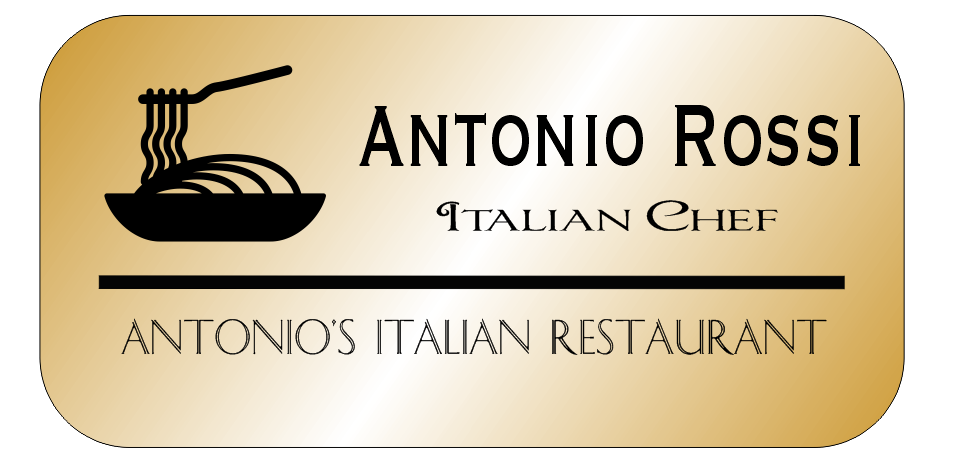 Spaghetti Pasta Italian Restaurant Rectangle Name Tag | HC Brands