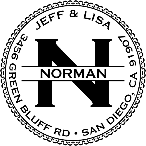 Bold Last Name Monogram Address Stamp