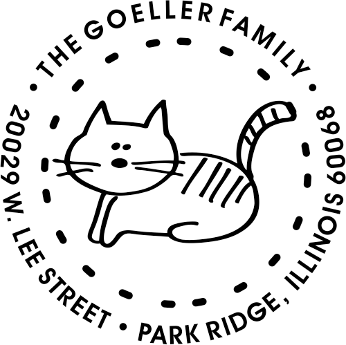 Cartoon Cat Round Address Stamp