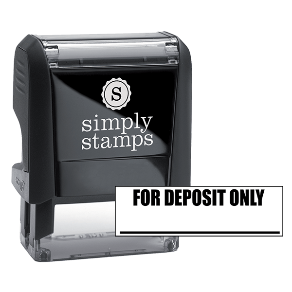 FOR DEPOSIT ONLY Self-Inking Rubber Stamp - Medium Size Blue Ink Office Stamp