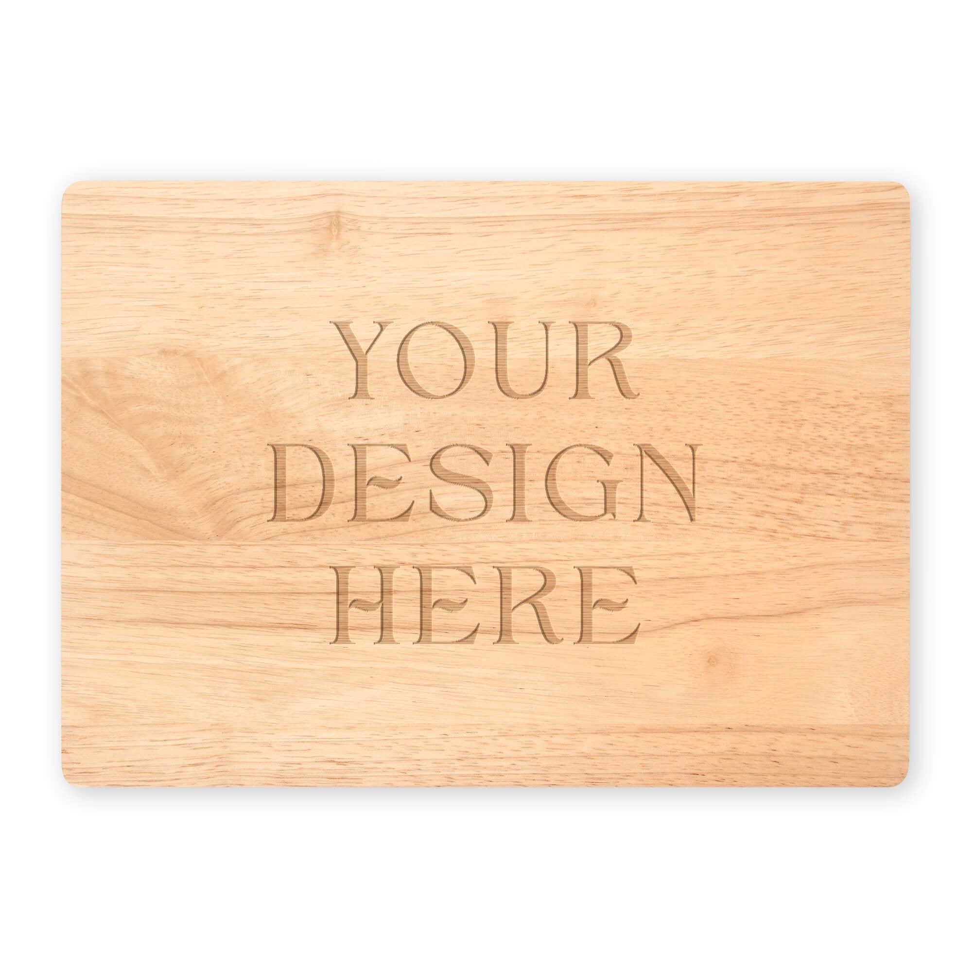 Custom Maple Finished Rubberwood Cutting Board - Engrave Your Logo, Family Recipe, or Image