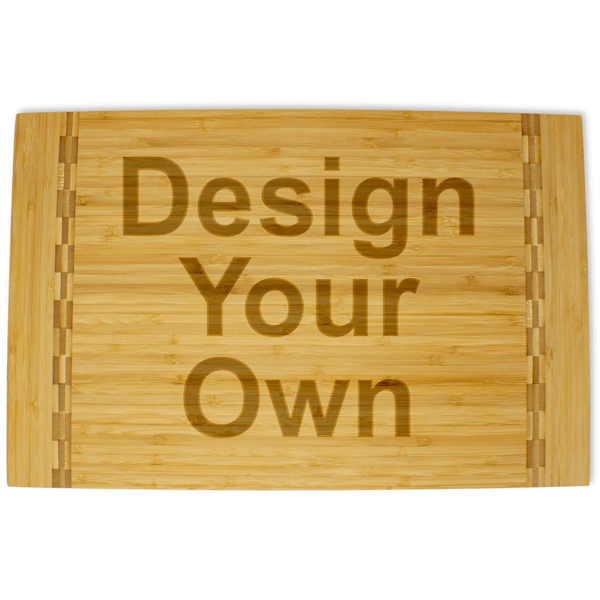 Rectangular Butcher Block Inlay Bamboo Cutting Board | Large Horizontal