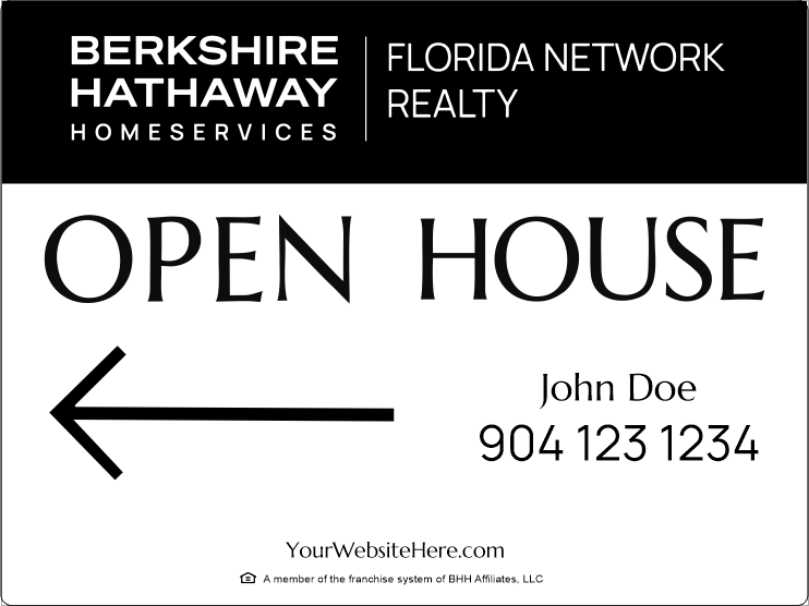 Berkshire Hathaway HomeServices Custom Realtor Open House Yard Sign 18"x24"