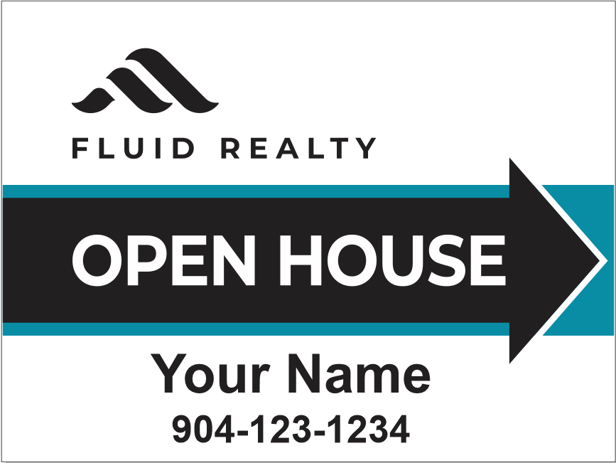 Double Sided 18"x24" Fluid Realty Yard Sign - Open House