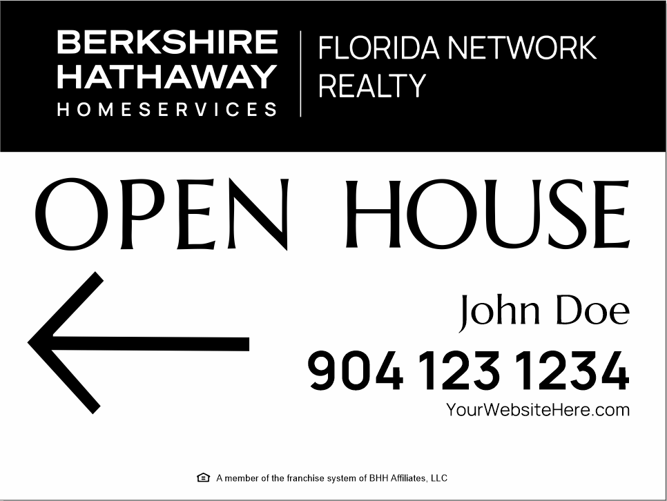 Berkshire Hathaway HomeServices Custom Realtor Open House Yard Sign 18"x24"