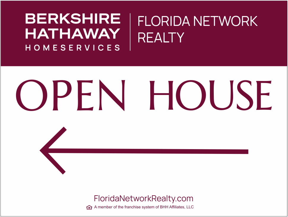 Berkshire Hathaway HomeServices Realtor Side Arrow Open House Yard Sign 18"x24" - Cabernet