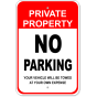 Private Property No Parking 18" x 12" Aluminum Sign 