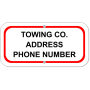 Tow Company Information 6" x 12" Aluminum Sign 