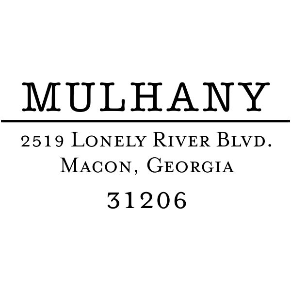 Mulhany Return Address Stamp Mulhany Return Address Stamp