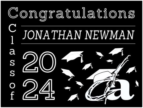 Douglas Anderson Graduation Yard Sign Logo with Caps