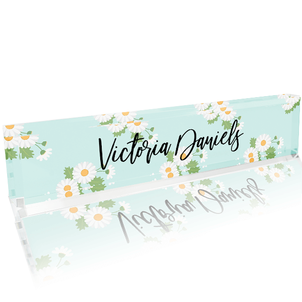 Daisy Flower Full Color Acrylic Desk Block
