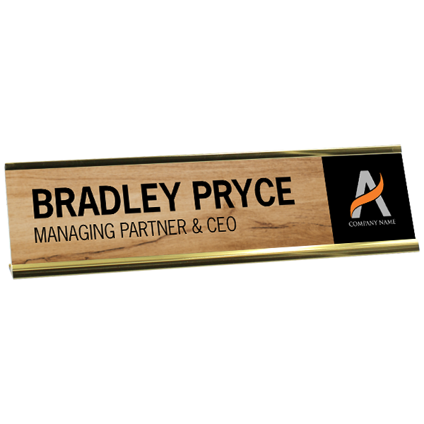 Custom Full Color Plastic Wooden Desk Plate