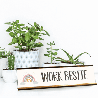 Work Bestie Rainbow Desk Plate - alternate view