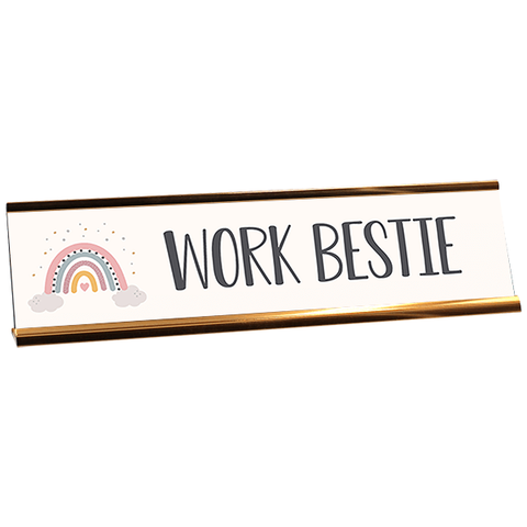 Work Bestie Rainbow Desk Plate