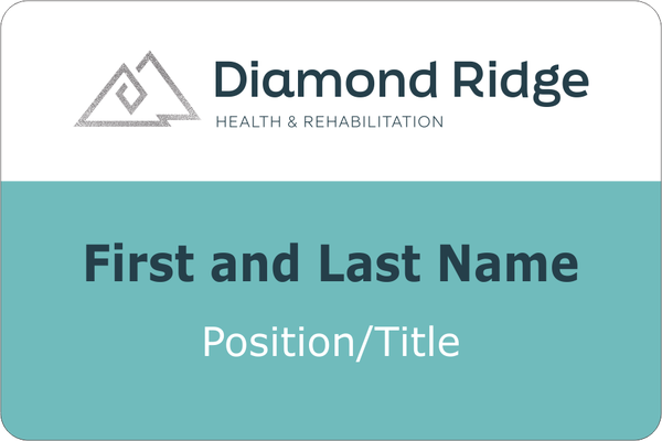 Diamond Ridge Health and Rehab 2"x3 White Aluminum Name Tag w/Magnet
