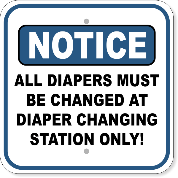 Diaper Changing Station 12" x 12" Aluminum Sign