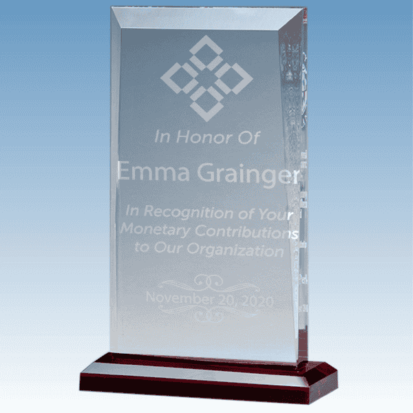 Donor Recognition Apex Style Acrylic Award w/ Red Base