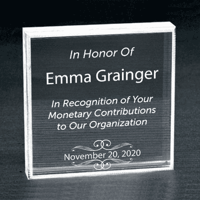 Donor Recognition Clear Paperweight