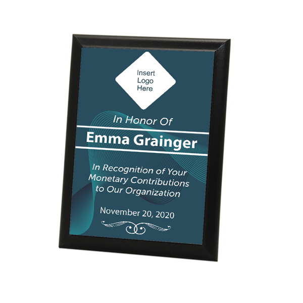 Donor Recognition Full Color 5" X 7" Photo Plaque with Black Edge