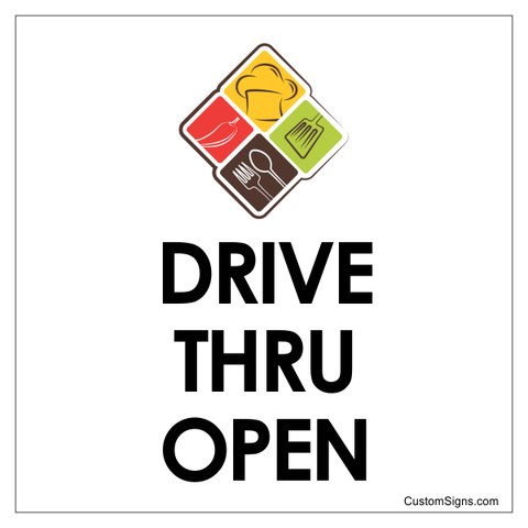 Drive Thru Open with Logo | 8" x 8"
