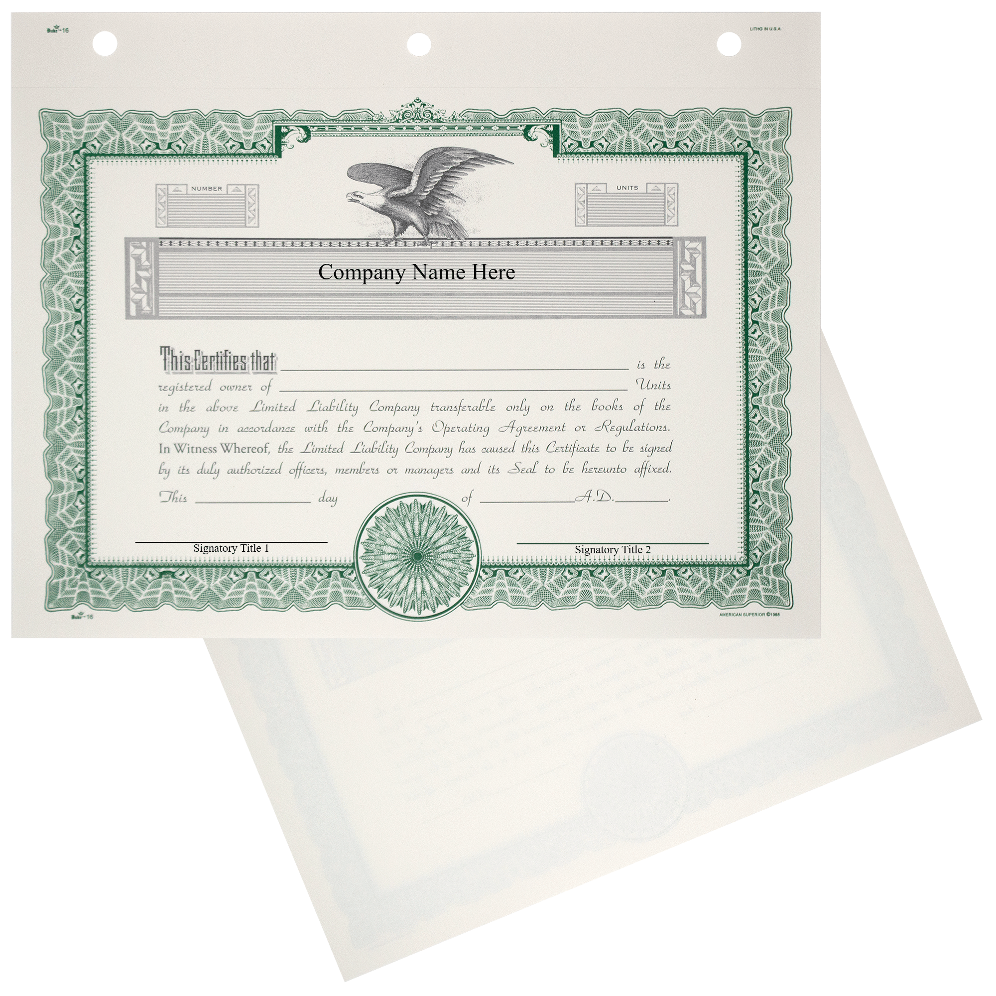 Duke 16 LLC Membership Certificates