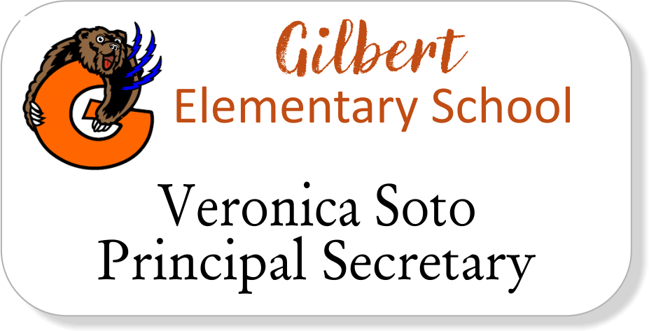 Del Valle ISD - Gilbert - 2 Line Name Tag