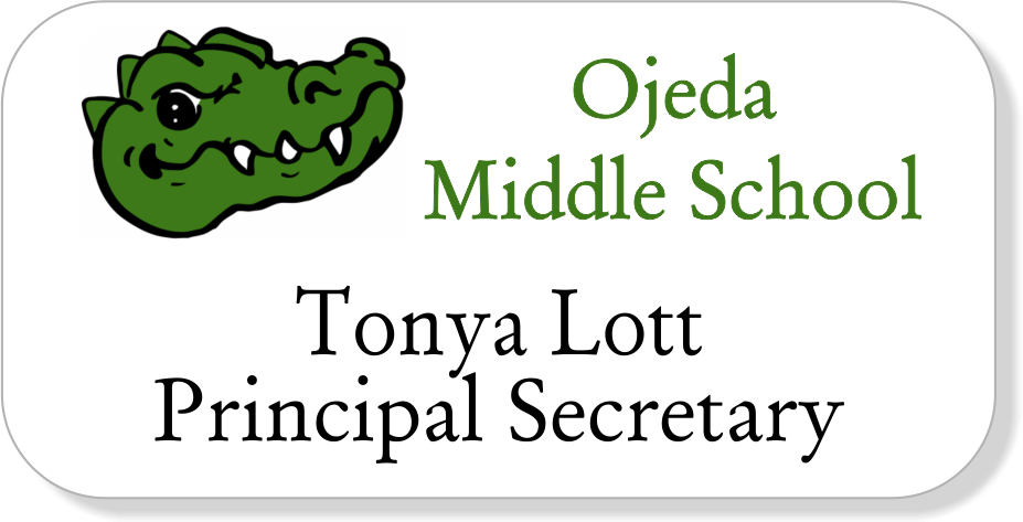 Del Valle ISD - Ojeda Middle School - 2 Line Name Tag