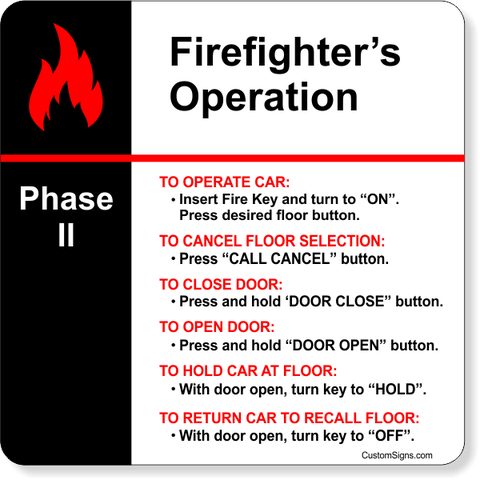 Elevator 6" x 6" Phase 2 Sign