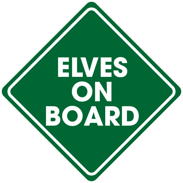 5" x 5" Elves on Board Holiday Window Decal