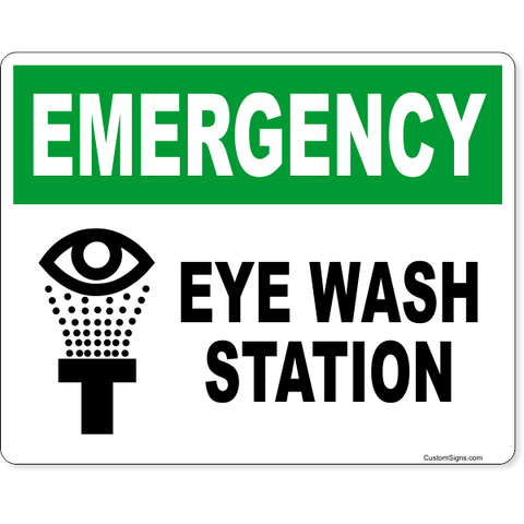 Emergency Eye Wash Station 8" x 10" Full Color Sign