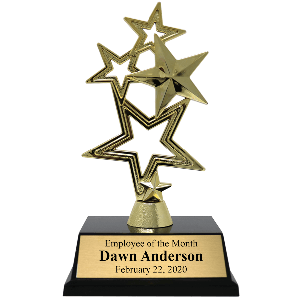 Employee of the Month 5-Star Gold Award Trophy