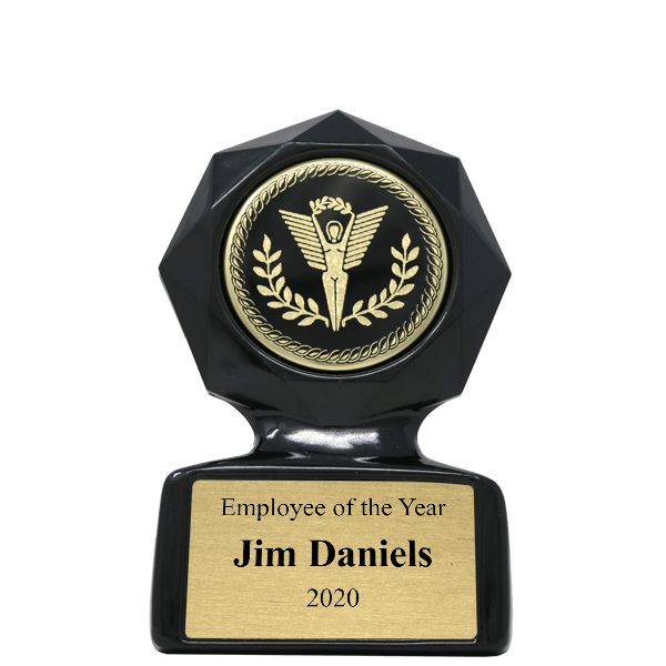 Employee of the Year Small Black Star Sculpted Victory Trophy Award