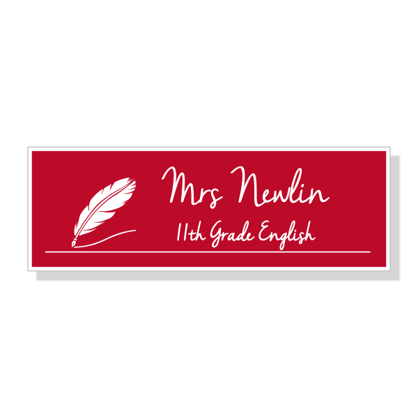 English Teacher Rectangle School Name Tag