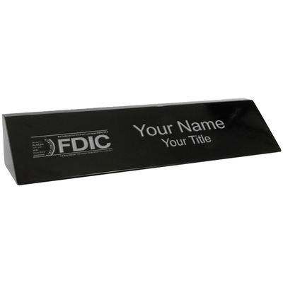Engraved Black Marble FDIC Name Plate | 2" x 10"