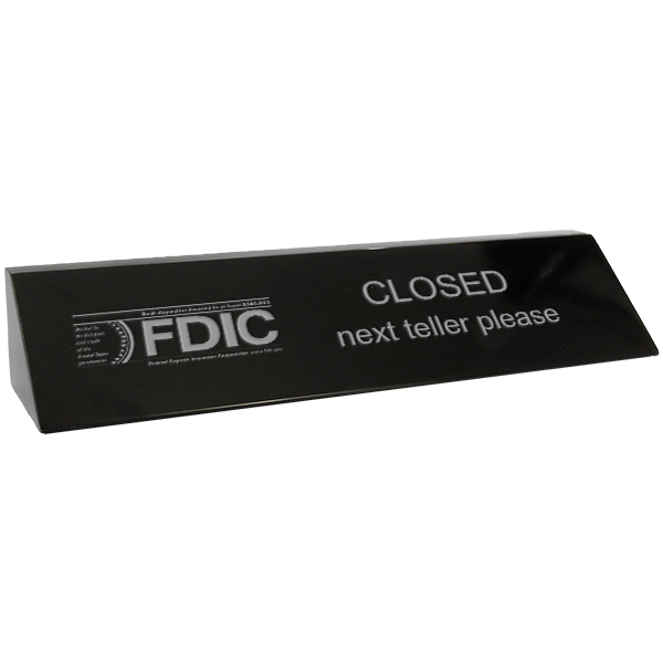 Engraved Black Marble FDIC Next Teller Block | 2