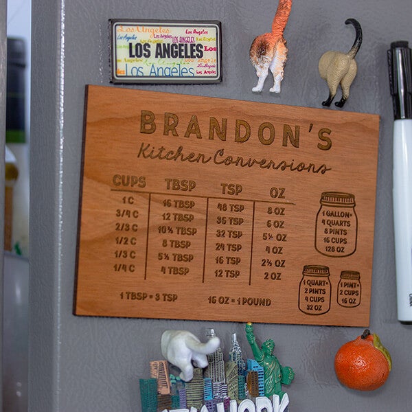 Custom Kitchen Conversion Chart Magnetic Recipe Card On Fridge