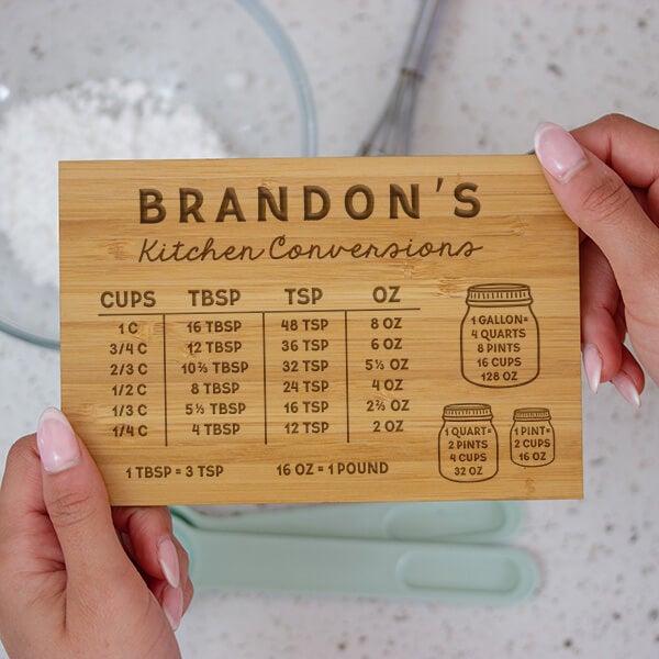 Custom Kitchen Conversion Chart Magnetic Recipe Card In Hands