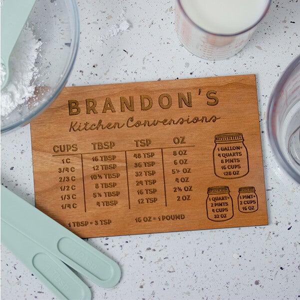 Custom Kitchen Conversion Chart Magnetic Recipe Card