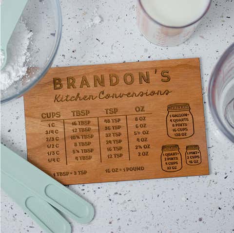 Custom Kitchen Conversion Chart Magnetic Recipe Card