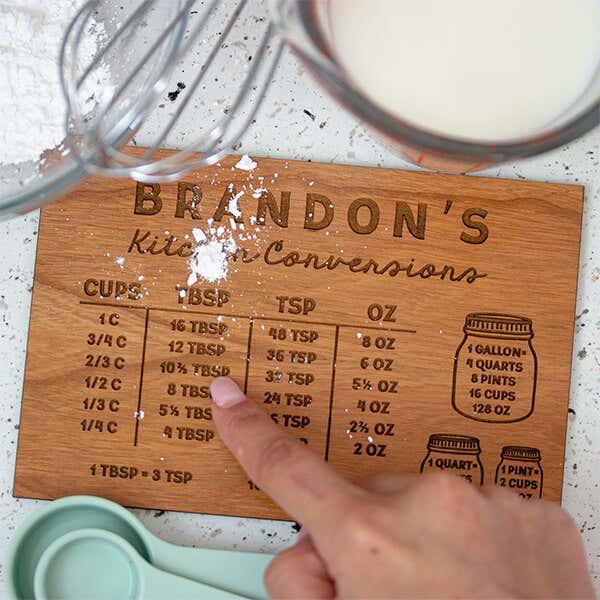 Custom Kitchen Conversion Chart Magnetic Recipe Card In Use