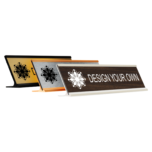 Aluminum Holder with 2" x 8" Engraved Desk Name Plate