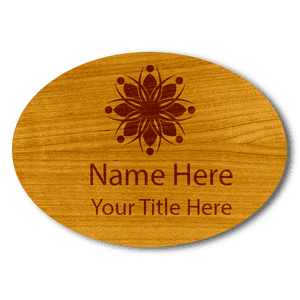 Engraved Oval Wood Name Tag - 1.75" x 2.5"