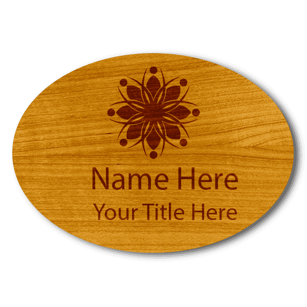 Engraved Oval Wood Name Tag - 1.75" x 2.5"