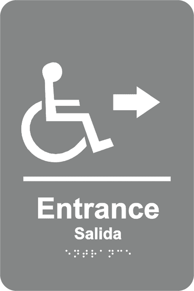 Braille Handicapped Entrance Sign Arrow w/ Spanish