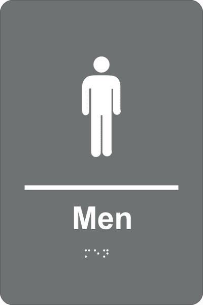 Braille Men's Restroom Sign in Grey