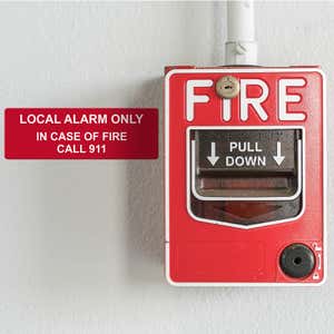 Horizontal Engraved Plastic Sign For A Fire Alarm